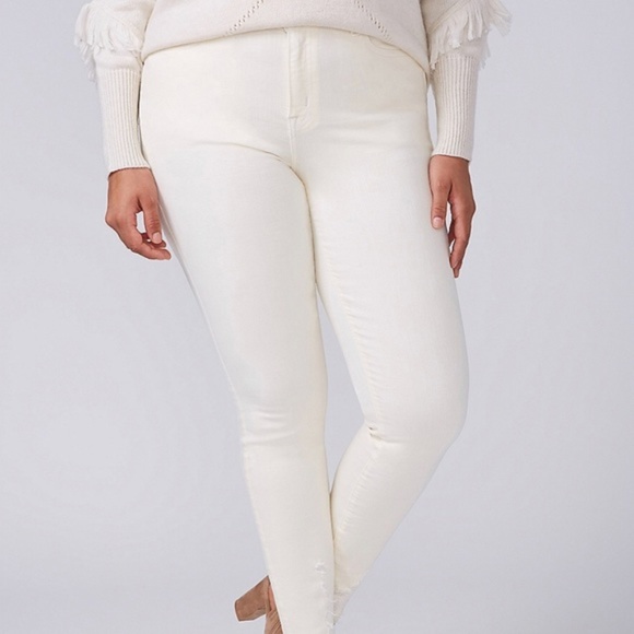 Lane Bryant Denim - Lane Bryant Skinny Jean with Raw Hem 22 Cream